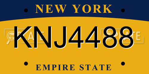 KNJ4488 New York License Plate