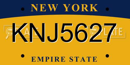 KNJ5627 New York License Plate