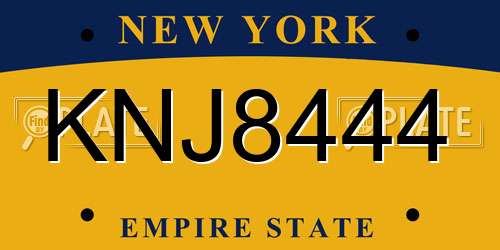 KNJ8444 New York License Plate