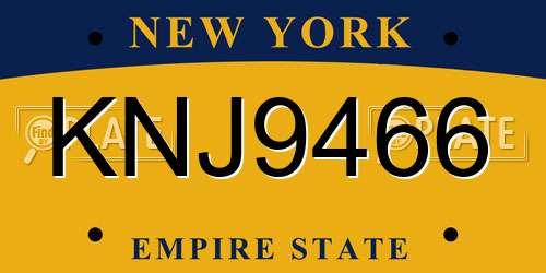 KNJ9466 New York License Plate