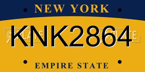 KNK2864 New York License Plate