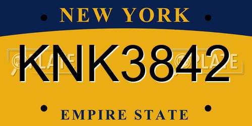 KNK3842 New York License Plate