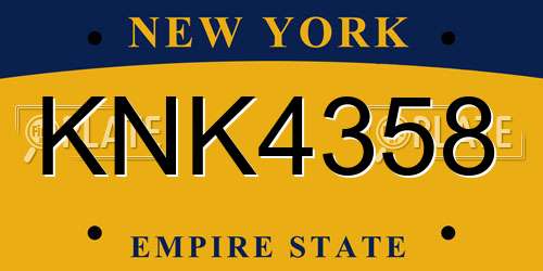 KNK4358 New York License Plate