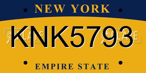 KNK5793 New York License Plate