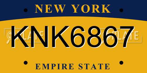 KNK6867 New York License Plate