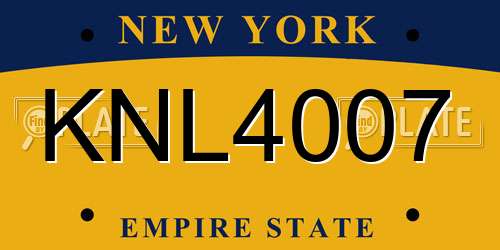 KNL4007 New York License Plate