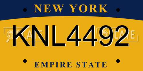 KNL4492 New York License Plate