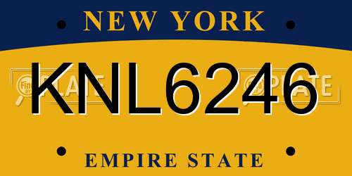 KNL6246 New York License Plate