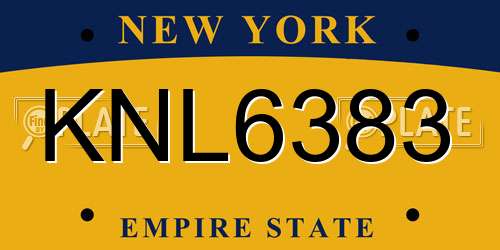 KNL6383 New York License Plate