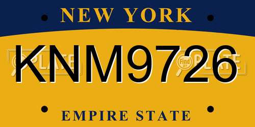 KNM9726 New York License Plate