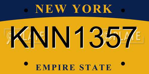 KNN1357 New York License Plate