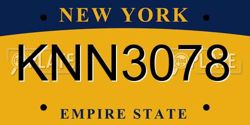 KNN3078 New York License Plate