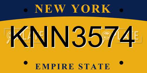 KNN3574 New York License Plate