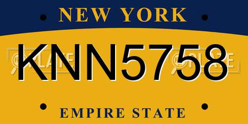 KNN5758 New York License Plate