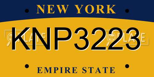 KNP3223 New York License Plate