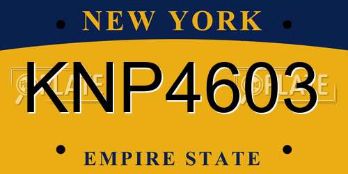KNP4603 New York License Plate