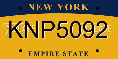 KNP5092 New York License Plate