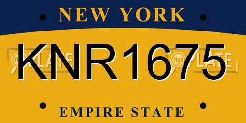 KNR1675 New York License Plate