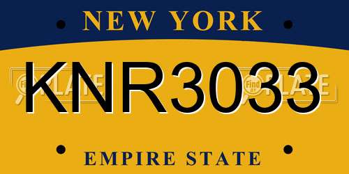 KNR3033 New York License Plate