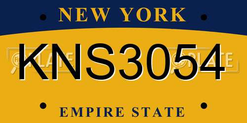 KNS3054 New York License Plate