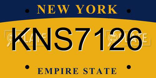 KNS7126 New York License Plate