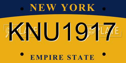 KNU1917 New York License Plate