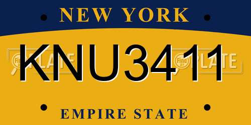 KNU3411 New York License Plate