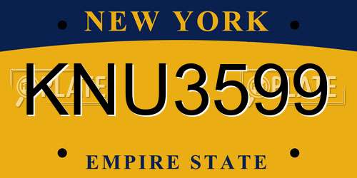KNU3599 New York License Plate