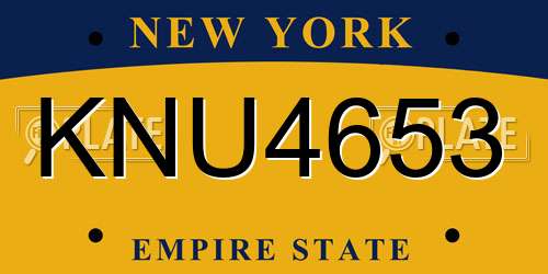 KNU4653 New York License Plate
