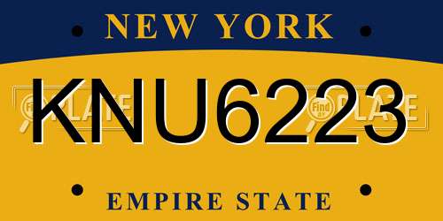 KNU6223 New York License Plate