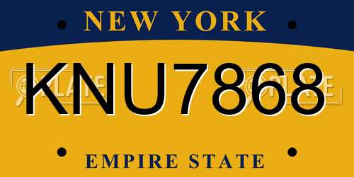 KNU7868 New York License Plate