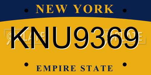 KNU9369 New York License Plate