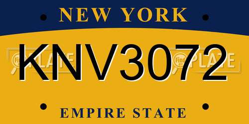 KNV3072 New York License Plate