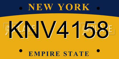 KNV4158 New York License Plate