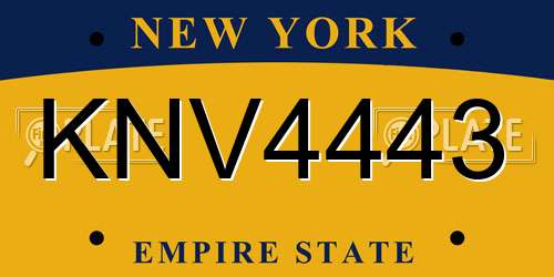 KNV4443 New York License Plate