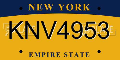 KNV4953 New York License Plate