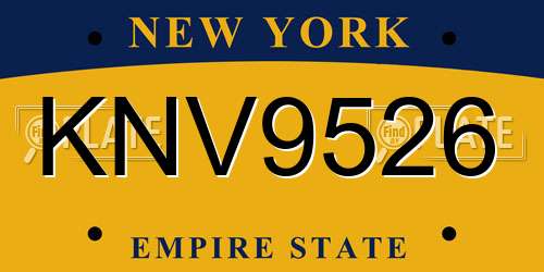 KNV9526 New York License Plate