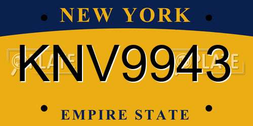 KNV9943 New York License Plate