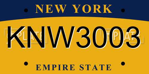 KNW3003 New York License Plate