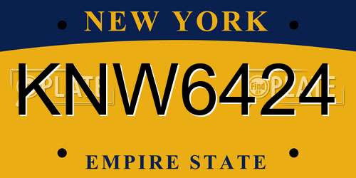 KNW6424 New York License Plate