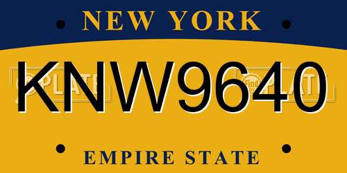 KNW9640 New York License Plate