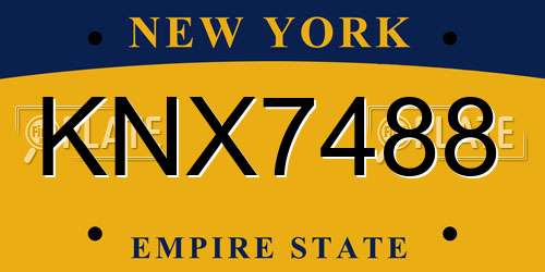 KNX7488 New York License Plate