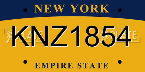 KNZ1854 New York License Plate