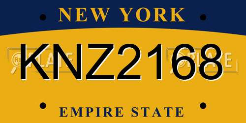 KNZ2168 New York License Plate