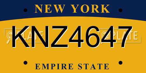 KNZ4647 New York License Plate
