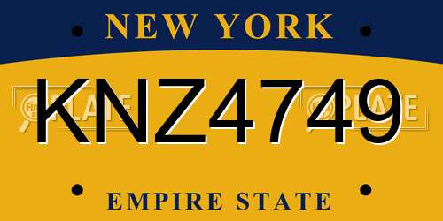KNZ4749 New York License Plate