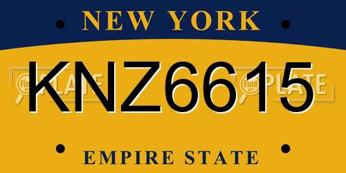 KNZ6615 New York License Plate