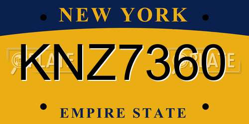 KNZ7360 New York License Plate