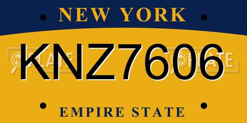 KNZ7606 New York License Plate