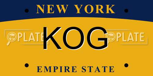 KOG New York License Plate